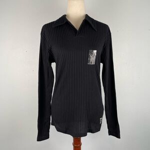 NWT Levi’s Silver Tab Black Ribbed Long Sleeve Polo Shirt Size L